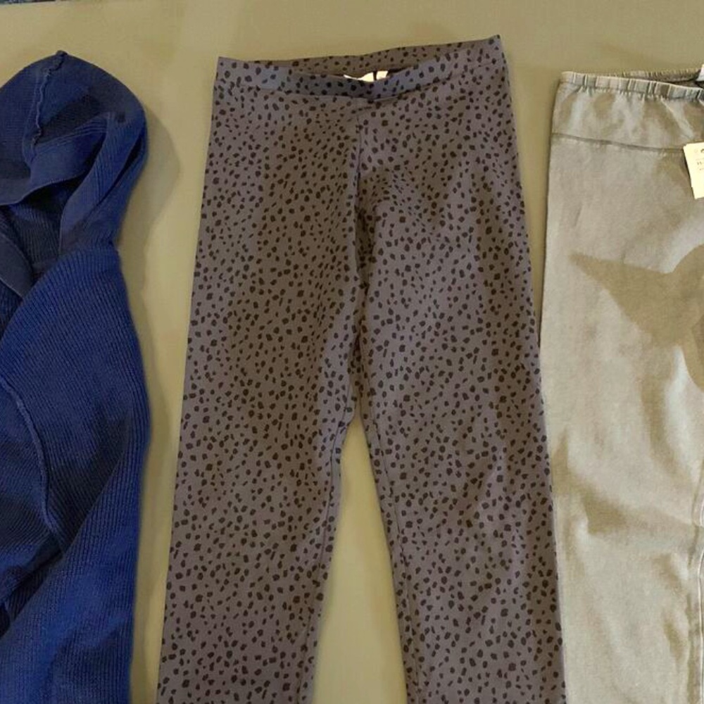 Zara Girls Spotted Gray and Black Leggings Pants NWT Sz 11/12